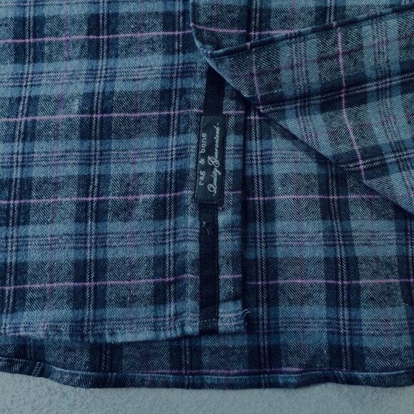 Rag & Bone Mens Pursuit Shirt Size M Checked Cotton Flannel Blue Plaid - Picture 8 of 14